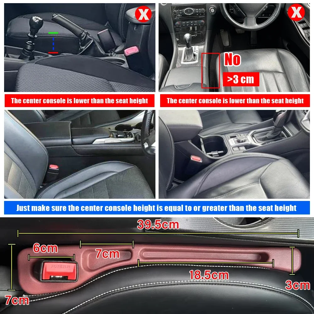 2PCS Universal Car Seat Gap Filler Organizer - PU Leather Anti-Drop Storage Strip for All Cars - Image 2